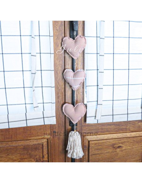 Colgante de Corazones De Tela Rosa - Juli Design Home