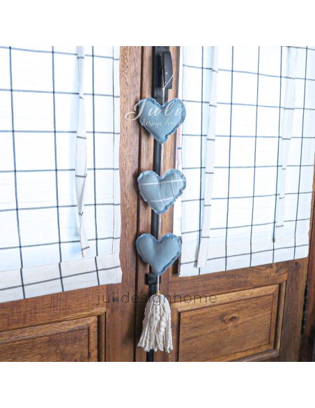 Colgante de Corazones Celeste y Borla  - Juli Design Home