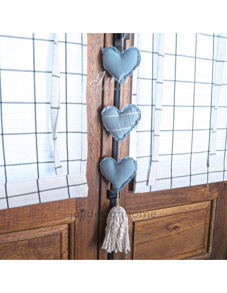 Colgante de Corazones Celeste y Borla  - Juli Design Home