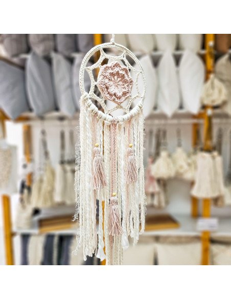 Atrapasueños Frida Rosa Tejido en Crochet - Juli Design Home