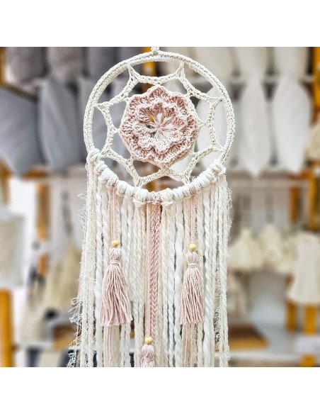 Atrapasueños Frida Rosa Tejido en Crochet - Juli Design Home