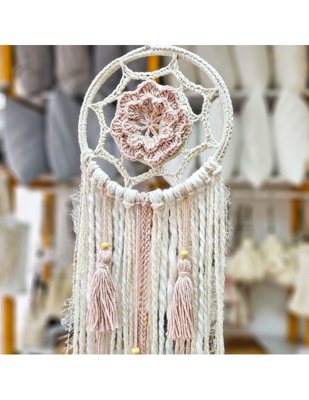 Atrapasueños Frida Rosa Tejido en Crochet - Juli Design Home