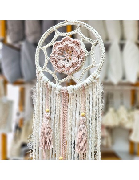 Atrapasueños Frida Rosa Tejido en Crochet - Juli Design Home