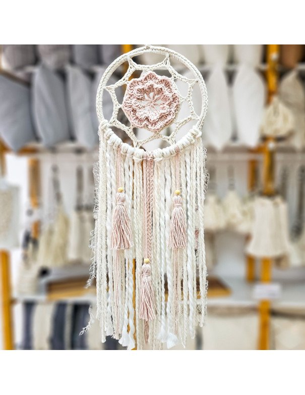 Atrapasueños Frida Rosa Tejido en Crochet - Juli Design Home