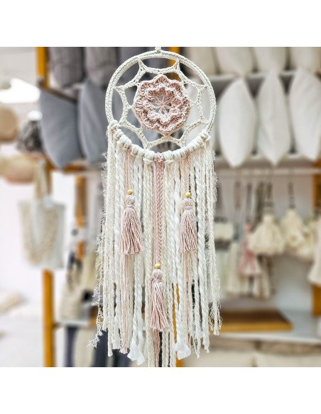 Atrapasueños Frida Rosa Tejido en Crochet - Juli Design Home