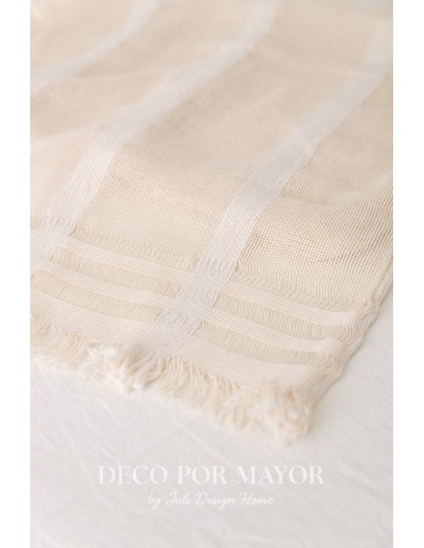 Camino de Mesa Natural con Flecos - Juli Design Home