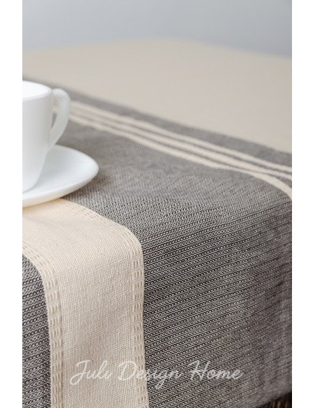 Camino de Mesa Rústico Delfina Natural con Negro - Juli Design Home