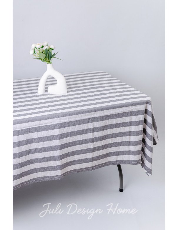 Mantel Rayas Gruesas Blanco/Gris (200x150)  - Juli Design Home
