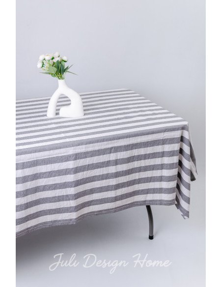 Mantel Rayas Gruesas Blanco/Gris (200x150)  - Juli Design Home