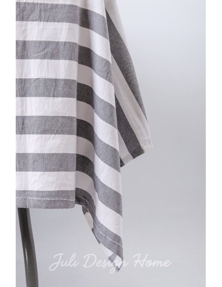 Mantel Rayas Gruesas Blanco/Gris (200x150)  - Juli Design Home