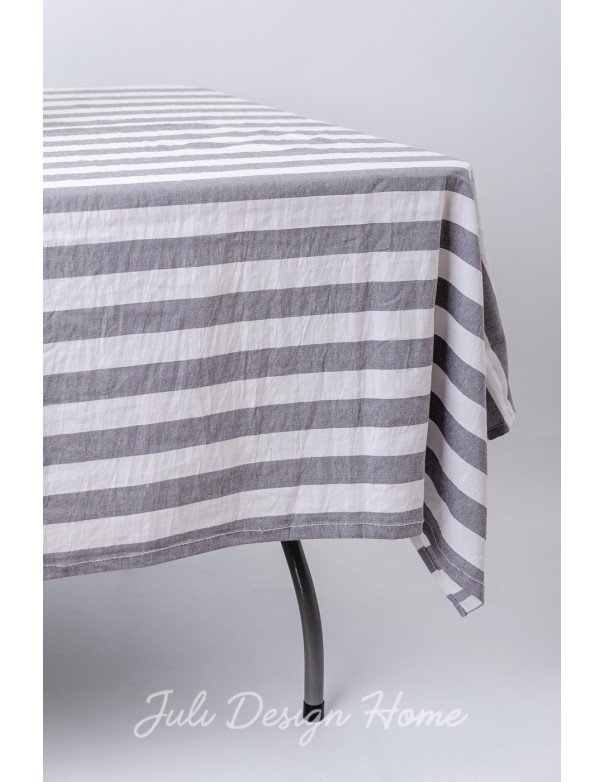 Mantel Rayas Gruesas Blanco/Gris (200x150)  - Juli Design Home