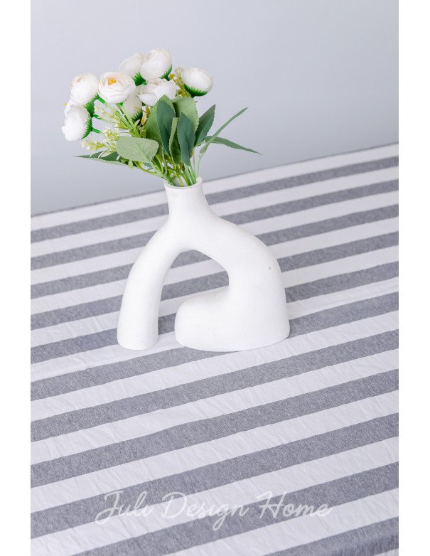 Mantel Rayas Gruesas Blanco/Gris (200x150)  - Juli Design Home