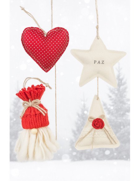 Set x4 Adornos Navidad (Rojo - Natural) - Juli Design Home