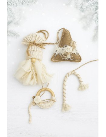 Set x4 Adornos Navidad (Natural - Arpillera) - Juli Design Home