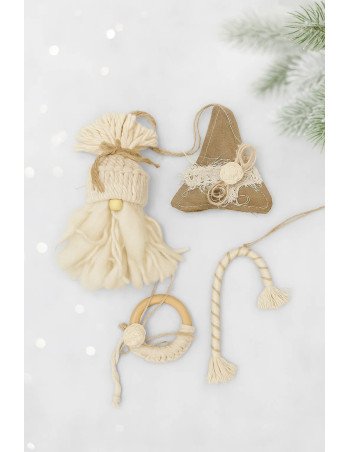 Set x4 Adornos Navidad (Natural - Arpillera) - Juli Design Home 2