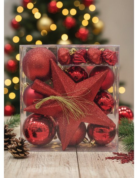 Set Adornos Navidad Rojo (18 piezas) - Juli Design Home