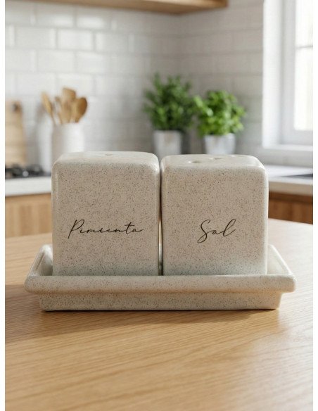 Bandeja Sal - Pimienta (Jaspeado) Cerámica - Juli Design Home