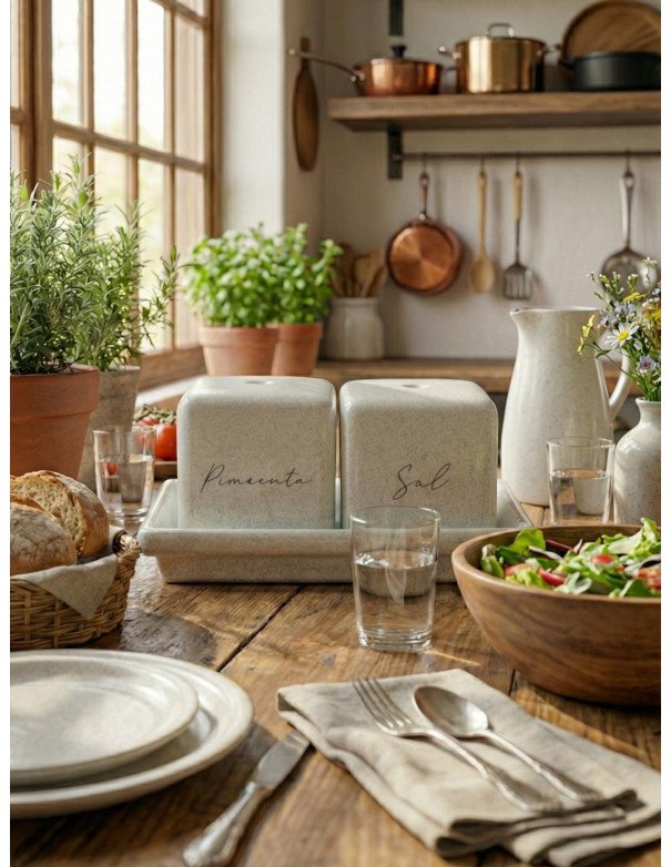 Bandeja Sal - Pimienta (Jaspeado) Cerámica - Juli Design Home