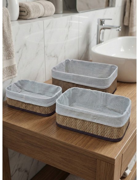 Set x 3 Canastos de Bamboo Rectangular - Juli Design Home
