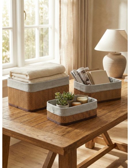 Set x 3 Canastos de Bamboo Rectangular - Juli Design Home