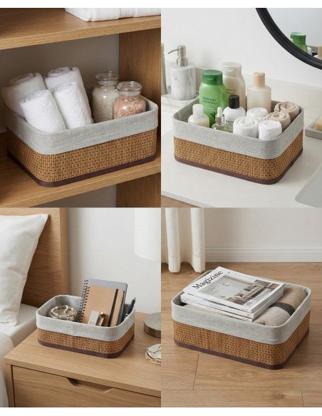 Set x 3 Canastos de Bamboo Rectangular - Juli Design Home