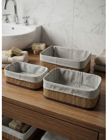 Set x 3 Canastos de Bamboo Rectangular - Juli Design Home