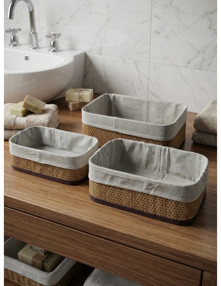 Set x 3 Canastos de Bamboo Rectangular - Juli Design Home