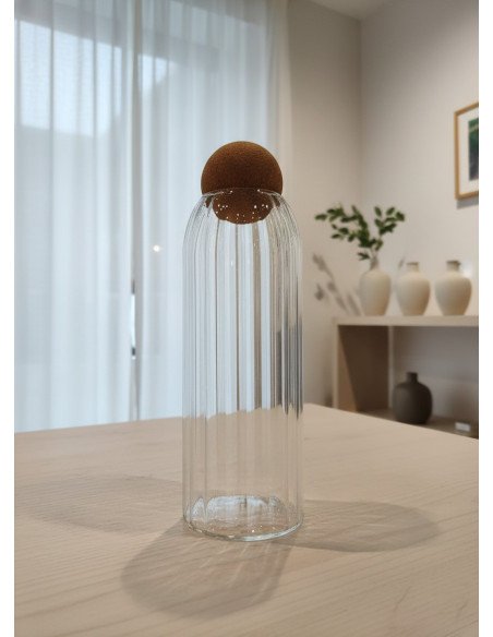 Botella Vidrio Con Tapa Esfera de Corcho 1300Ml - Juli Design Home