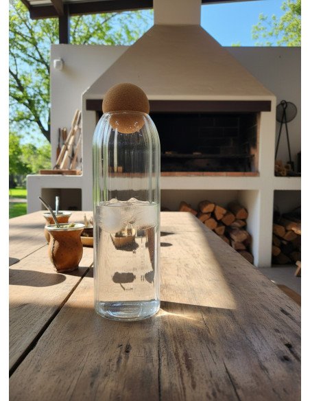 Botella Vidrio Con Tapa Esfera de Corcho 1300Ml - Juli Design Home
