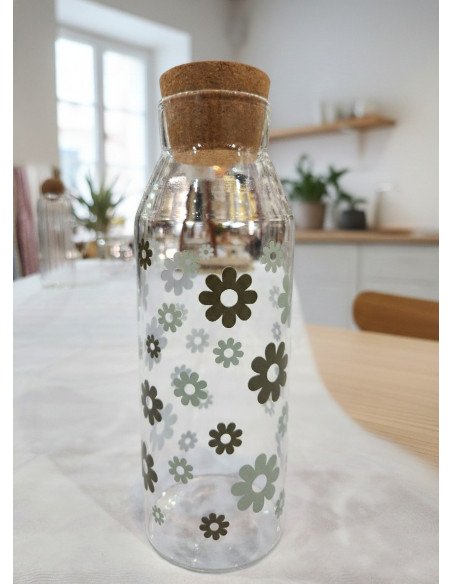 Botella De Vidrio Flores Tapa de Corcho - Juli Design Home