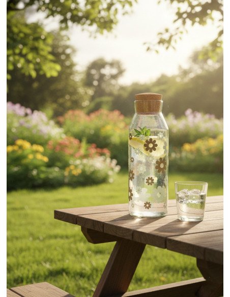 Botella De Vidrio Flores Tapa de Corcho - Juli Design Home