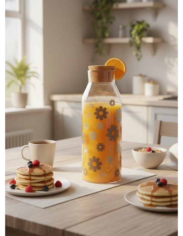 Botella De Vidrio Flores Tapa de Corcho - Juli Design Home