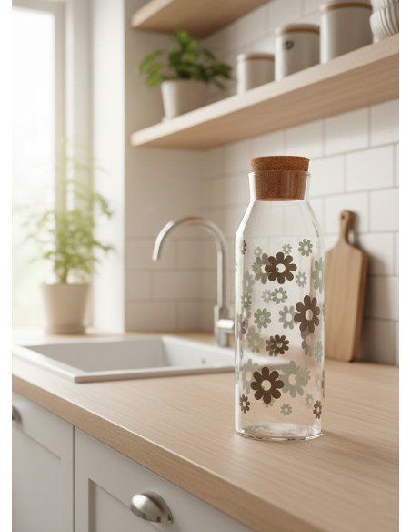 Botella De Vidrio Flores Tapa de Corcho - Juli Design Home