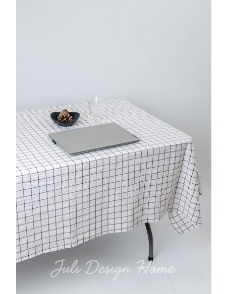 Mantel Cuadros Chicos Blanco/Grafito (250x150) - Juli Design Home